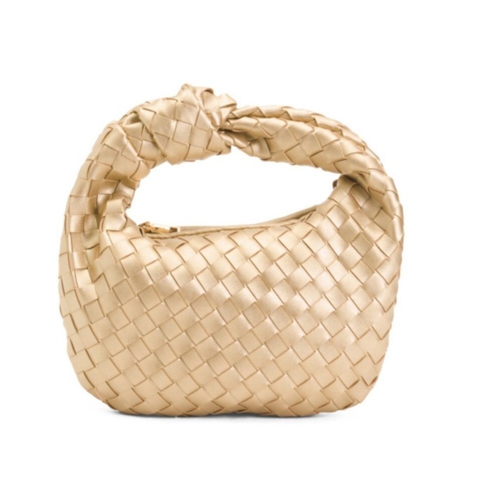Urban Expressions Gold Tracy Woven knot clutch new with tags
